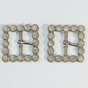 2 Vintage Rhinestone Square Buckles